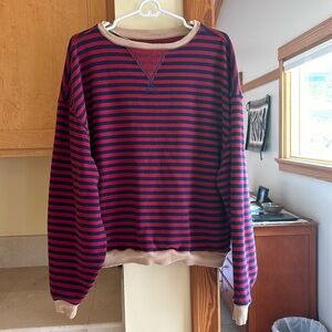 Free People Classic Striped Oversized Crewneck XS